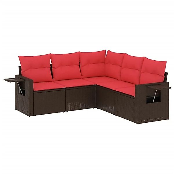 vidaXL 5-Tlg Gartensofa-Set mit Kissen Braun Polyrattan 3220153 günstig online kaufen
