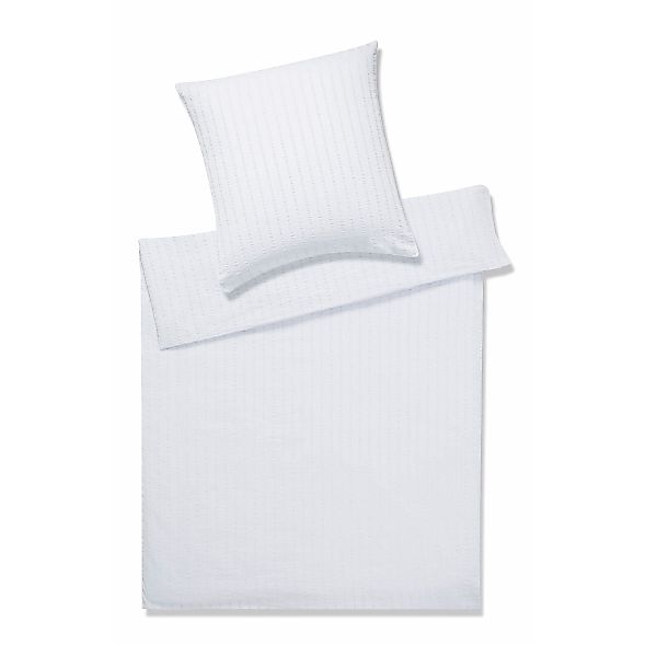 Elegante Seersucker Bettwäsche 7013-0 einfarbig weiß 135x200 günstig online kaufen