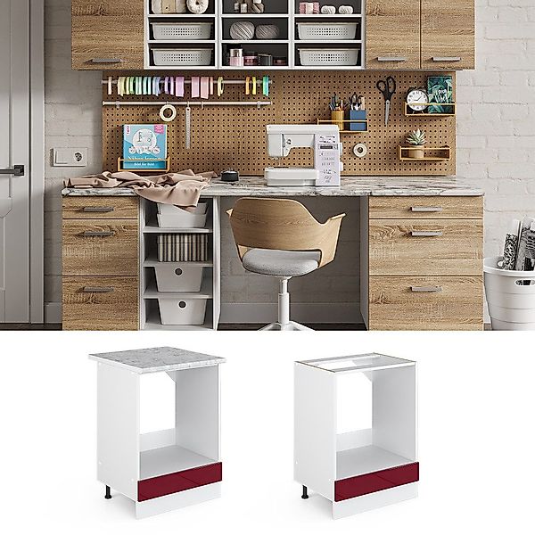 Vicco Schranksystem R-Line, Bordeaux Hochglanz/Weiß, 60cm günstig online kaufen