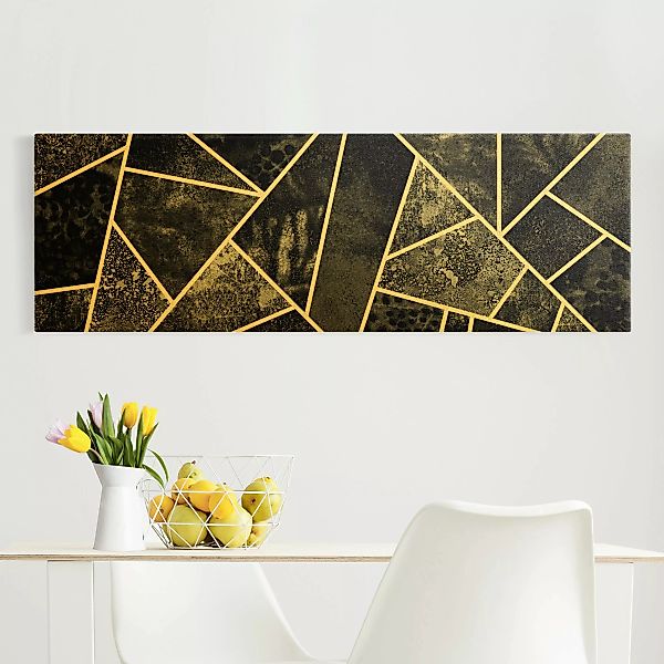Leinwandbild Gold Goldene Geometrie - Graue Dreiecke günstig online kaufen