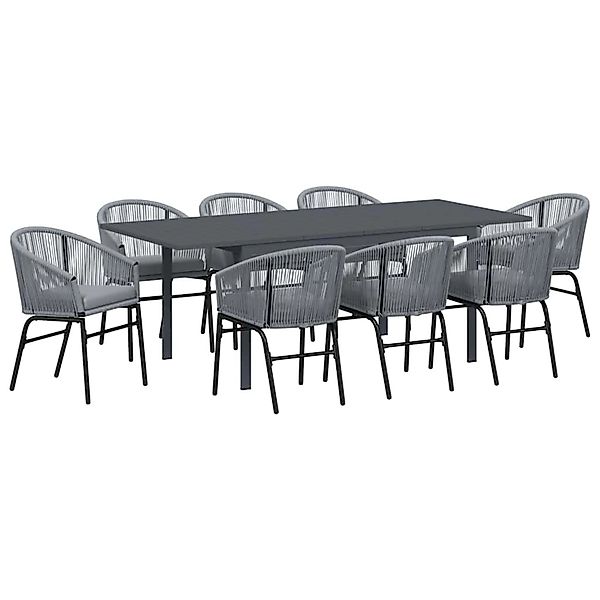 vidaXL Garten Essgruppe 9-Tlg Grau Poly Rattan 3378833 günstig online kaufen