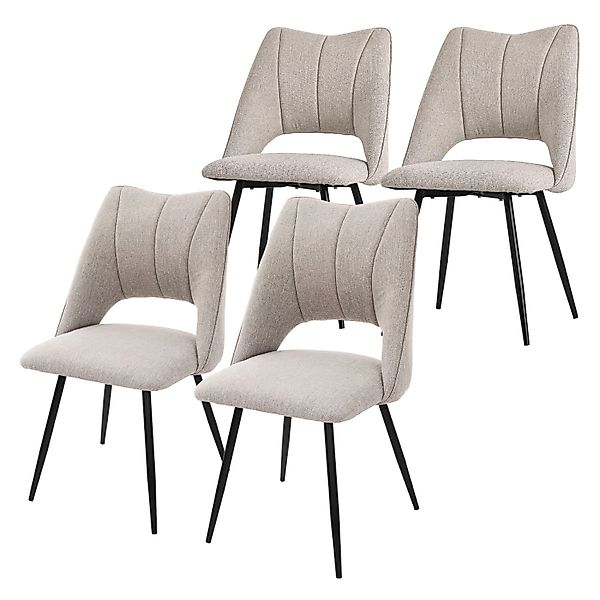 ML-Design Esszimmerstühle 4Er Set Beige aus Stoffbezug mit Rückenlehne günstig online kaufen