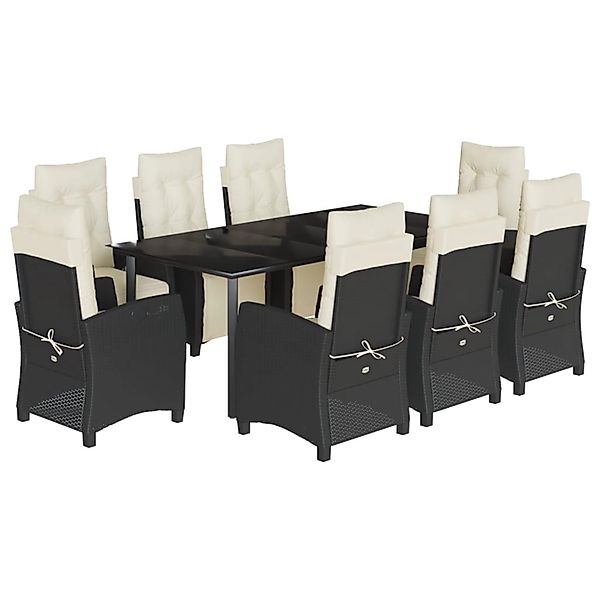 vidaXL 9-Tlg Garten-Essgruppe mit Kissen Schwarz Poly Rattan 3212959 günstig online kaufen