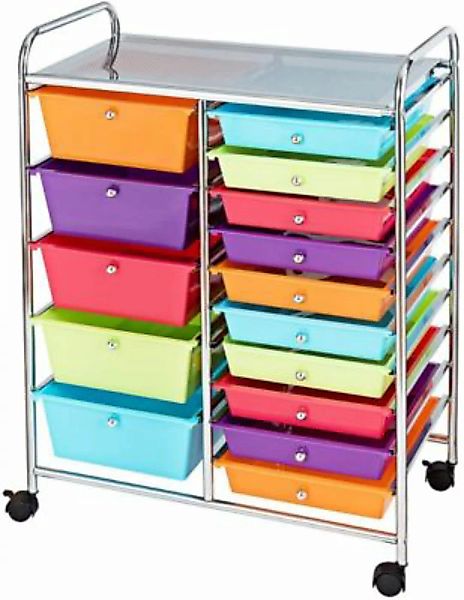 COSTWAY® Rollcontainer rollbar mit 15 Schubladen bunt günstig online kaufen