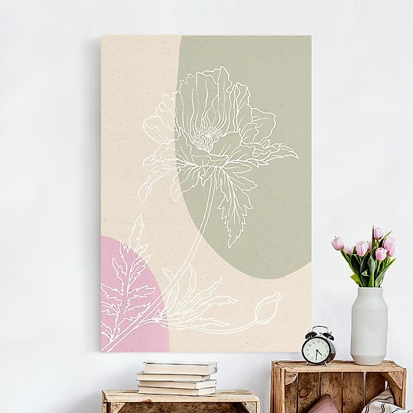 Leinwandbild auf Canvas Natural Lineart Blume mit Farbflächen II günstig online kaufen