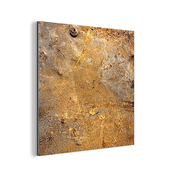 MuchoWow Metallbild Metall - Rost - Gold - Grau - Textur, Inkl. Aufhängung, günstig online kaufen