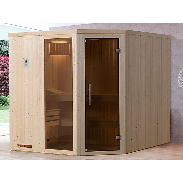 Weka Element-Ecksauna Varberg 3 Sparset 7,5 kW OS Glastür/Fenster günstig online kaufen