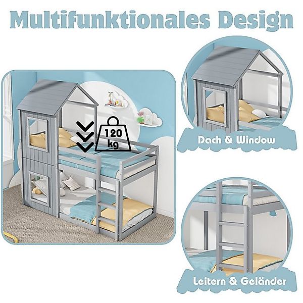 STILVORA Kinderbett 90×200 Kinderbett Hochbett mit Leiter & Baldachin,massi günstig online kaufen