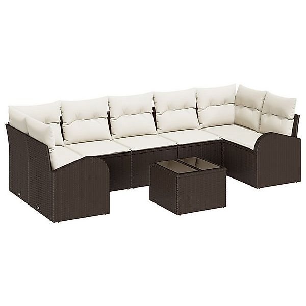 vidaXL Loungesofa 8-teiliges Garten-Sofa-Set mit Kissen in Braun aus Poly-R günstig online kaufen