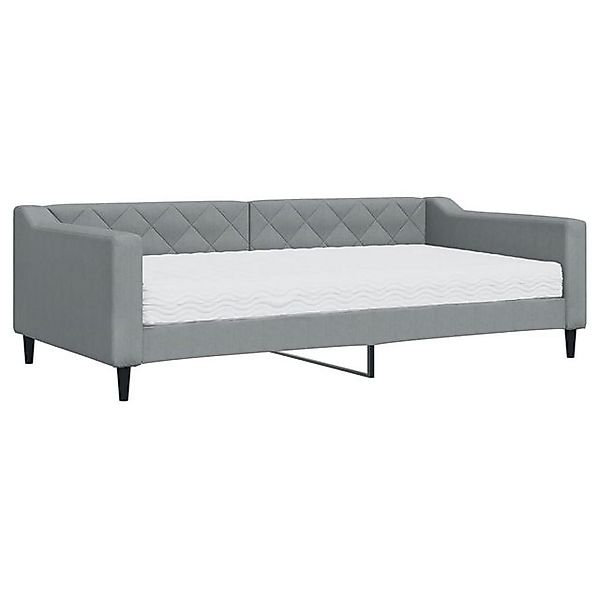 vidaXL Bett, Tagesbett mit Matratze Hellgrau 100x200 cm Stoff günstig online kaufen