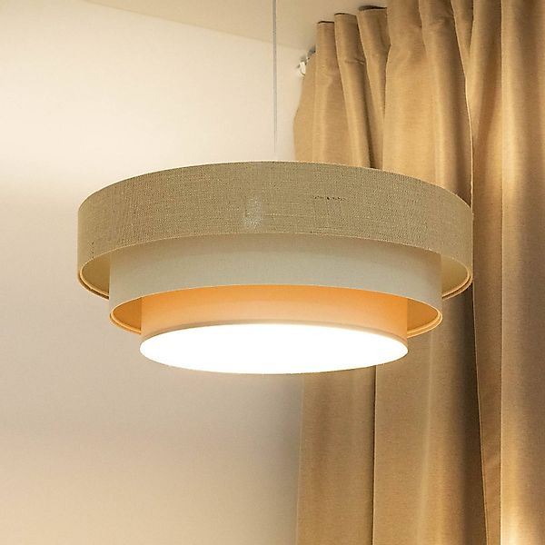 Hängeleuchte Boho, creme/beige, Ø 60 cm, Höhe 20 cm, Jute günstig online kaufen
