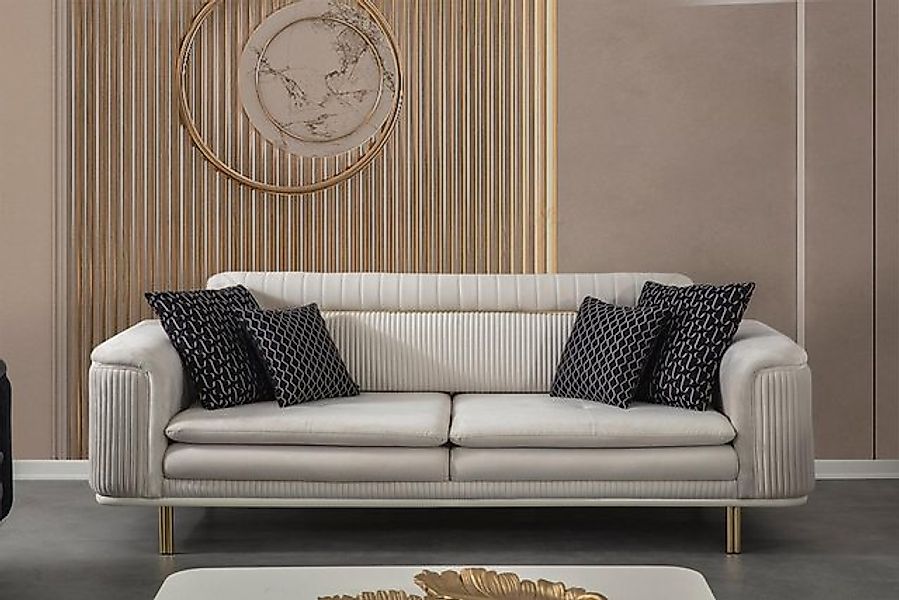 Xlmoebel Sofa Dreisitzer Wohnzimmer-Sofa in Beige aus Stoff - Möbel Einrich günstig online kaufen