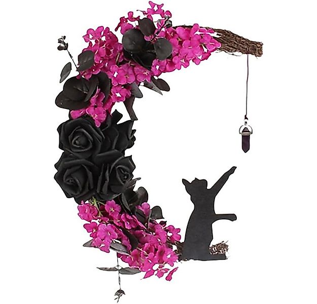 Kunstkranz Katzen Türkranz,Halloween Mond Kranz mit Katzen Wanddekoration, günstig online kaufen