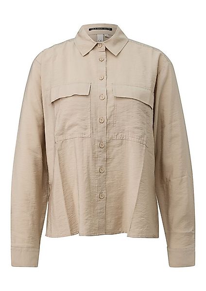 QS Langarmbluse Bluse Leicht glänzende Viskosemix-Bluse mit aufgesetzten Ta günstig online kaufen