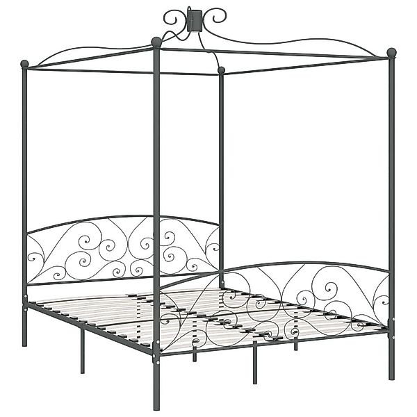 furnicato Bettgestell Himmelbett-Gestell Grau Metall 180 günstig online kaufen