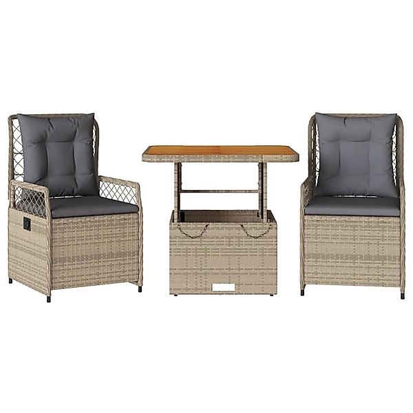 vidaXL 3-Tlg Garten-Essgruppe mit Kissen Beige Poly Rattan 3262916 günstig online kaufen