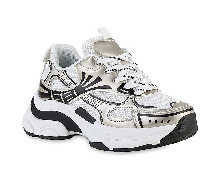VAN HILL 841562 Plateausneaker Damen Plateau Sneaker Schnürer Metallic Prof günstig online kaufen