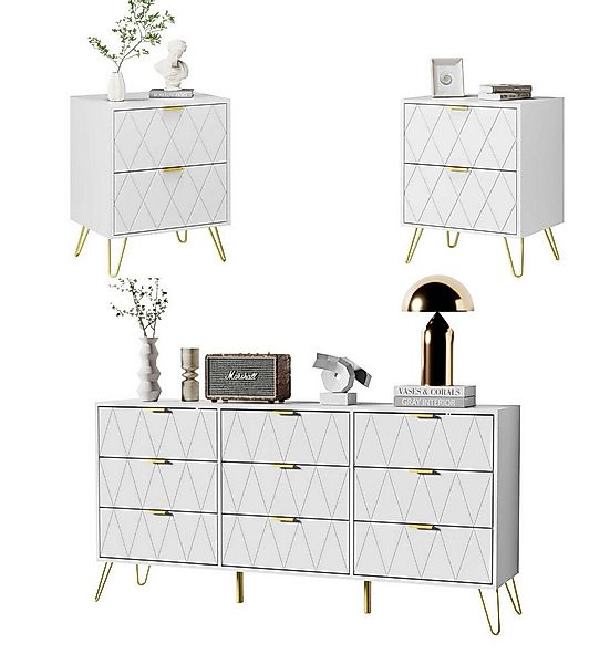 UEV Schlafzimmer-Set 3er-Set Schlafzimmermöbel, Möbelset im skandinavischen günstig online kaufen