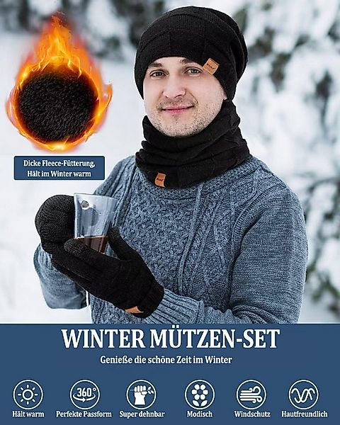 Coonoor Mütze & Schal Strickmütze, Schal und Handschuh-Set, Winterstrickmüt günstig online kaufen