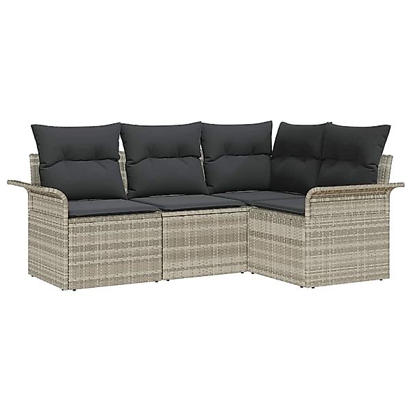 vidaXL 4-Teiliges Garten Sofa Set mit Kissen in Hellgrau Poly Rattan 335401 günstig online kaufen