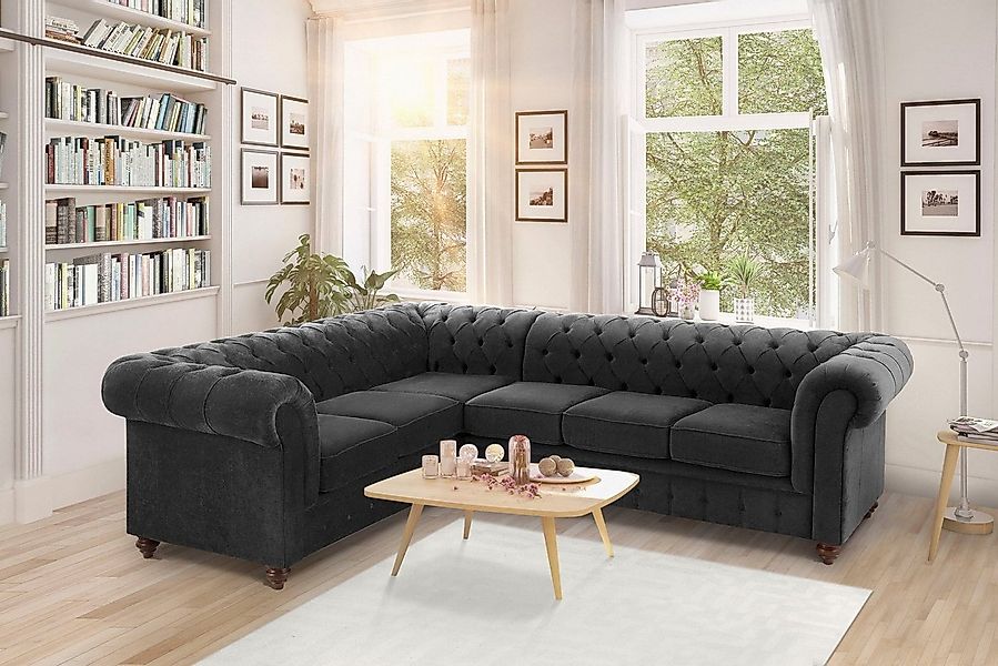 Home affaire Chesterfield-Sofa Duc Ecksofa L-Form, hochwertige Knopfheftung günstig online kaufen