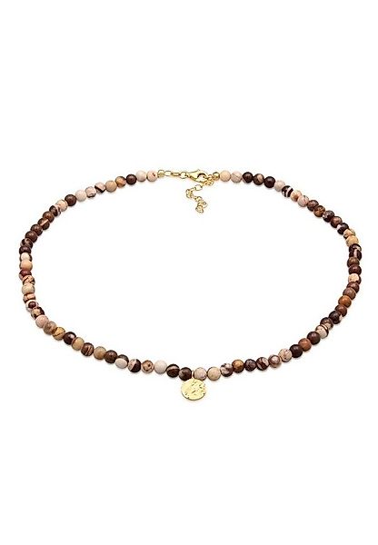 Elli Premium Kette mit Anhänger Jasper Edelstein Perlen Plättchen 925 Silbe günstig online kaufen