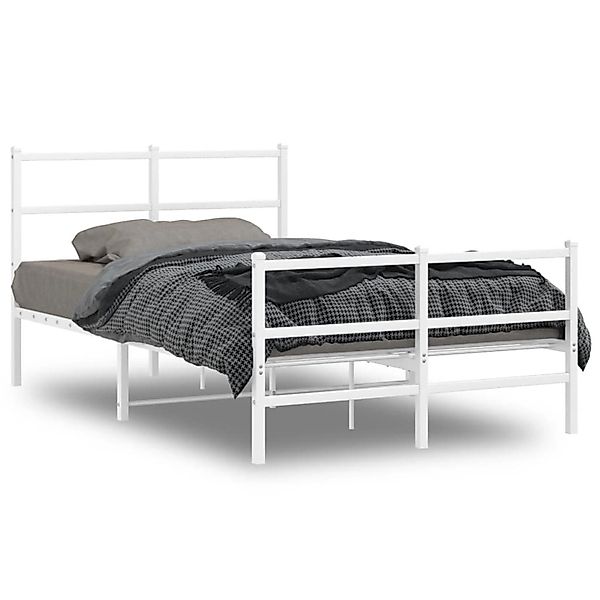 vidaXL Bettgestell mit Kopf- und Fußteil Metall Weiß 120x200 cm 355430 günstig online kaufen