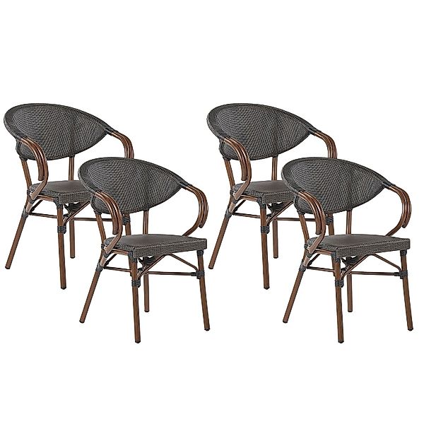 Beliani Gartenstuhl Grau Dunkler Holzfarbton 55x57x83 günstig online kaufen