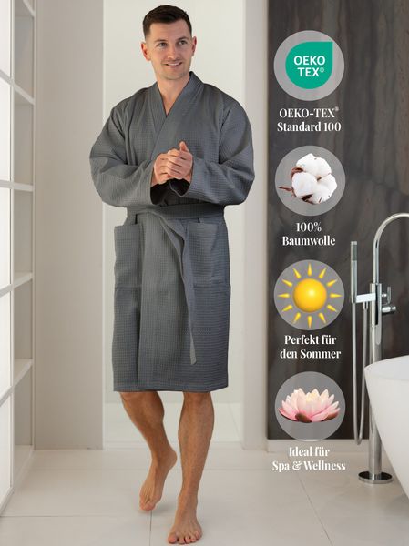 SIEGENTHAL Morgenmantel Herren Morgenmantel Waffelpique, Schalkragen, günstig online kaufen