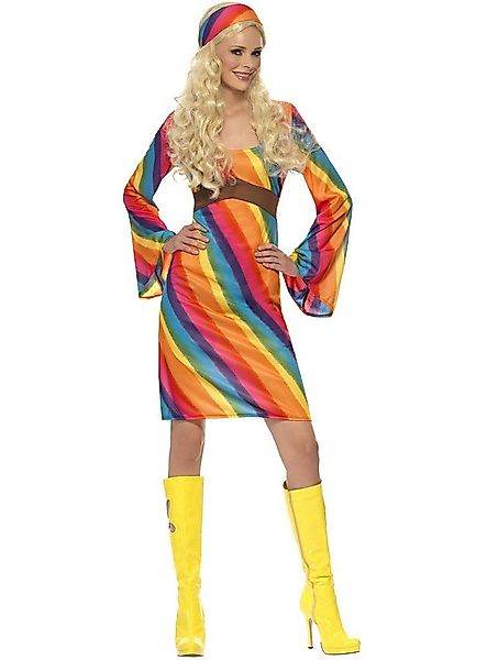 Smiffys Hippie-Kostüm Regenbogen Hippie - Kostüm Kleid für Fasching, Für de günstig online kaufen