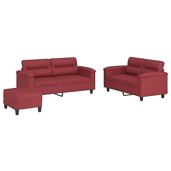 vidaXL Sofa 3-tlg. Sofagarnitur mit Kissen Weinrot Kunstleder günstig online kaufen