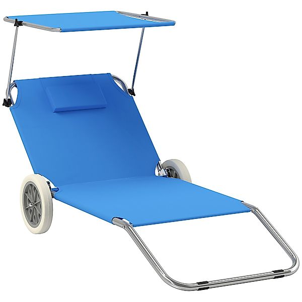 Outsunny Gartenliege mit Kopfkissen, Dach, Rolle, günstig online kaufen