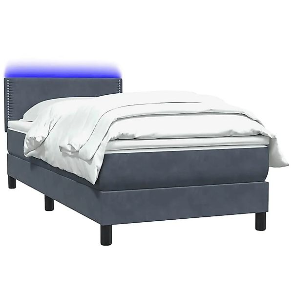 vidaXL Boxspringbett mit Matratze & LED Dunkelgrau 90x210 cm Samt 3316768 günstig online kaufen