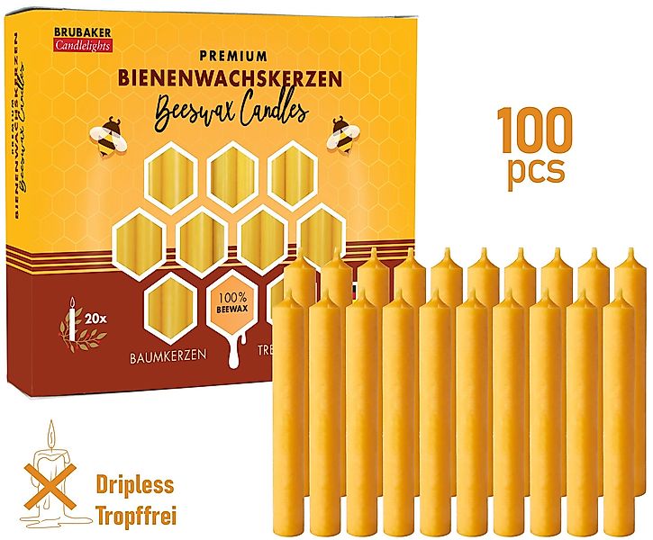 BRUBAKER Bienenwachskerze Honig-gelbe Baumkerzen aus echtem günstig online kaufen