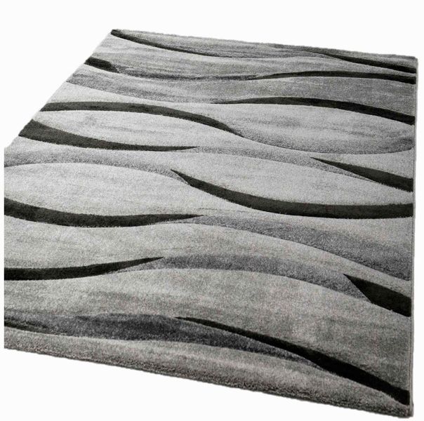 Vimoda Teppich Wohnzimmer hochwertiger Modern Wellenmuster, günstig online kaufen