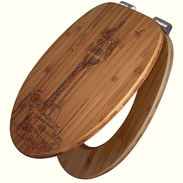 Banjado WC Sitz Bambus Holz Mit Gravur Toilettendeckel Mit Absenkautomatik günstig online kaufen