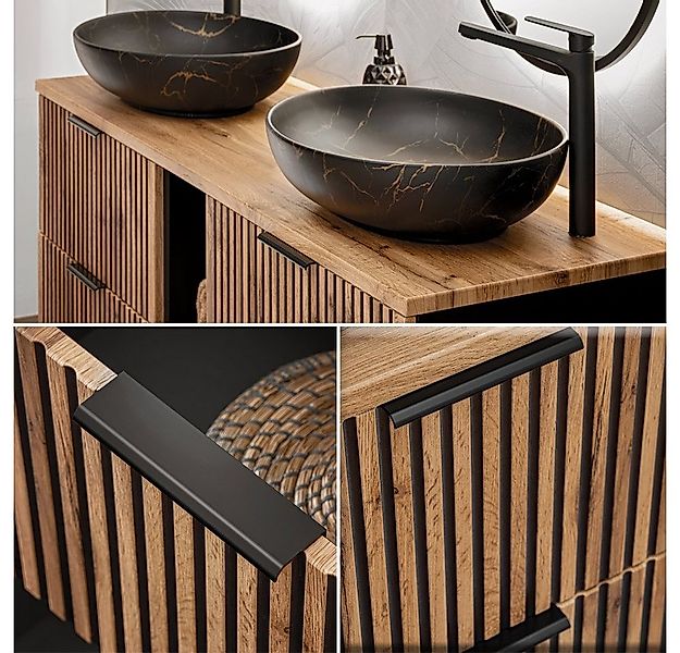 Lomadox Badmöbel-Set XANTEN-56, (Spar-Set, 3-St), anthrazit, Wotan Eiche Nb günstig online kaufen