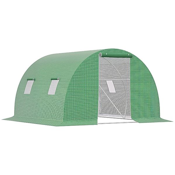 Outsunny Foliengewächshaus Begehbar mit 4 Fenster Dunkelgrün 3 x 3 m günstig online kaufen