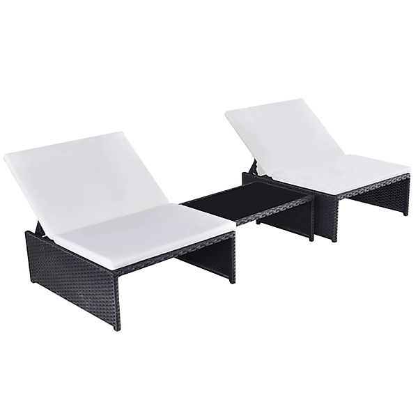 vidaXL Outdoor-Lehnstühle 2 Stk mit Tisch Schwarz Poly-Rattan 43069 günstig online kaufen