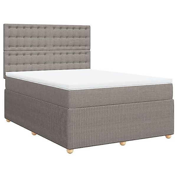 vidaXL Bett Boxspringbett mit Matratze Taupe 140x200 cm Stoff günstig online kaufen