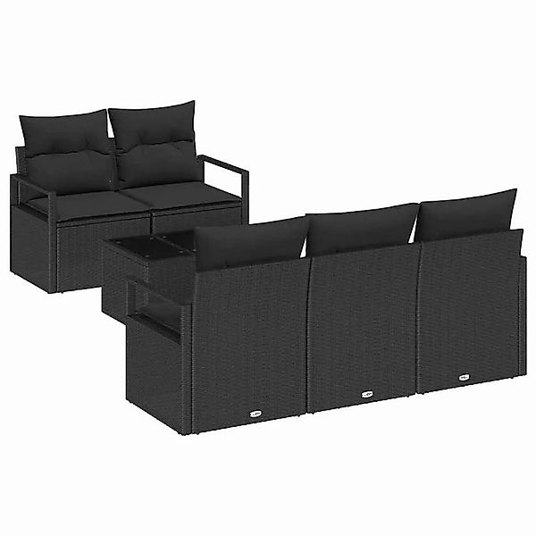 vidaXL Sofa Set mit Kissen 6-Tlg Schwarz Poly-Rattan 3346263 günstig online kaufen