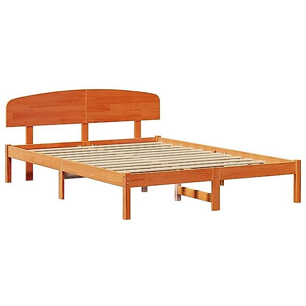 vidaXL Bett Bettgestell mit Kopfteil Wachsbrown 150x200 cm Massivholz Kiefe günstig online kaufen