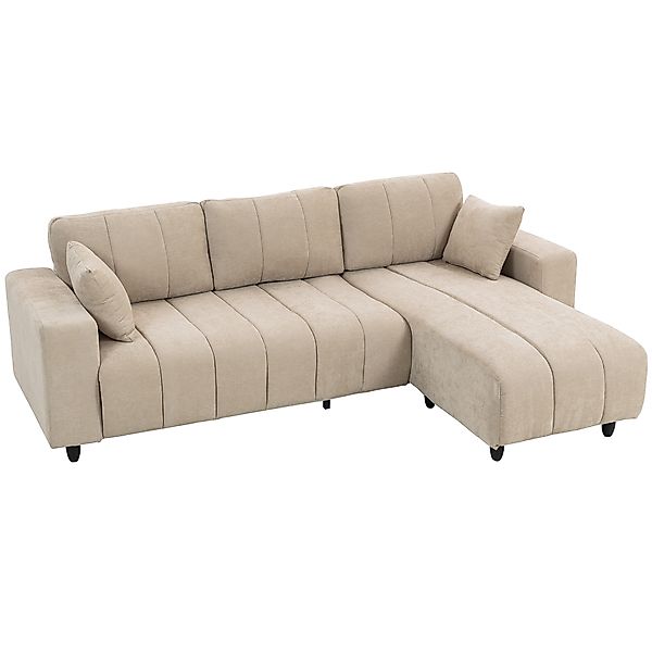 HOMCOM Ecksofa, 3 Sitzer Couch mit umkehrbarer Chaiselongue, Kissen, Sofa i günstig online kaufen