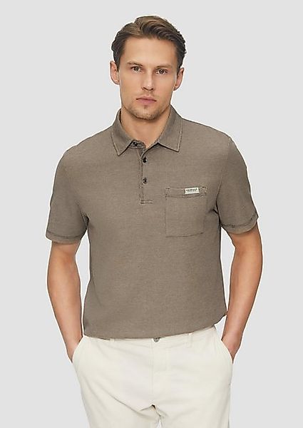 s.Oliver Kurzarmshirt Poloshirt aus zweifarbigem Waffelpiqué mit Brusttasch günstig online kaufen