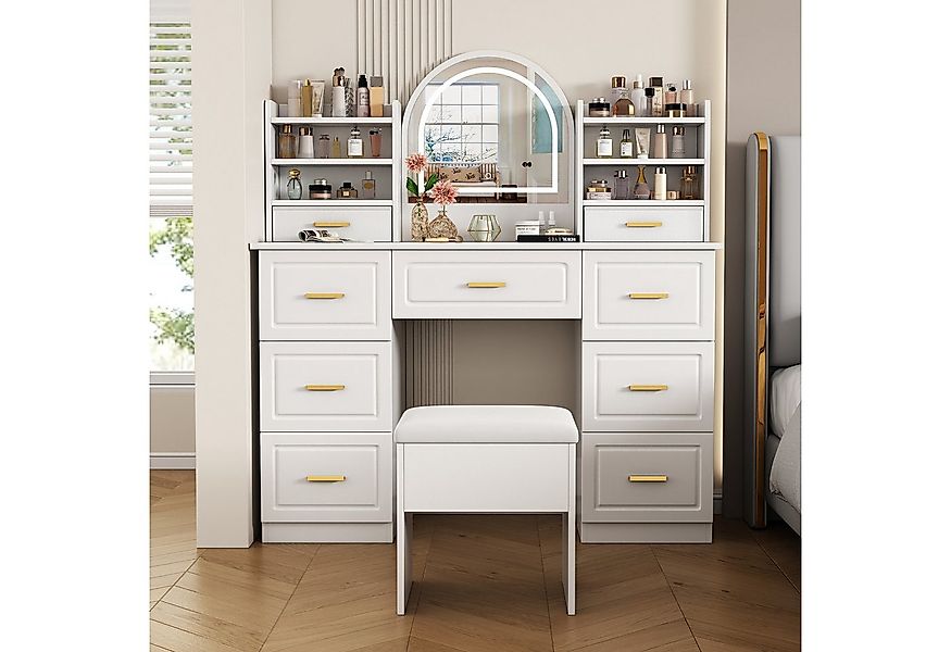 REDOM Schminktisch Kosmetiktisch,Frisiertisch (Schminktisch mit LED-Spiegel günstig online kaufen