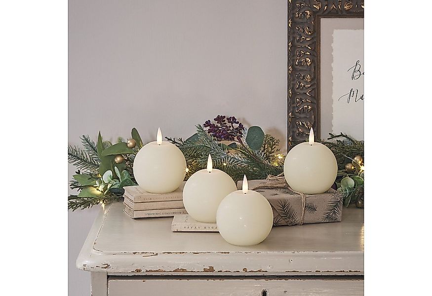 Lights4fun LED-Kerze 4er Set TruGlow® LED Kerzen Echtwachs rund günstig online kaufen