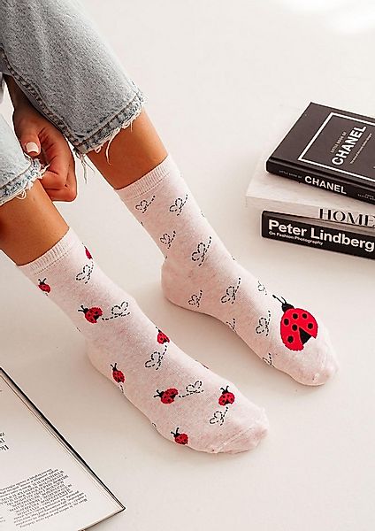 Lycille Socken 1 Paar Lycille Socken 37/41 aus Baumwolle MARIENKÄFER-Muster günstig online kaufen