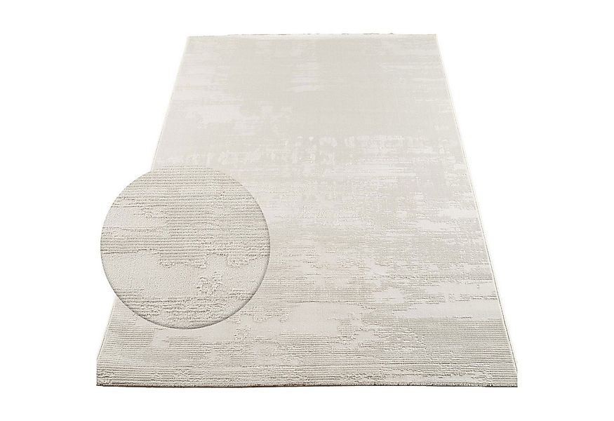 Carpetilla Teppich Kurzflor Teppich Creme Modern 3D Muster Wohnzimmer Schla günstig online kaufen