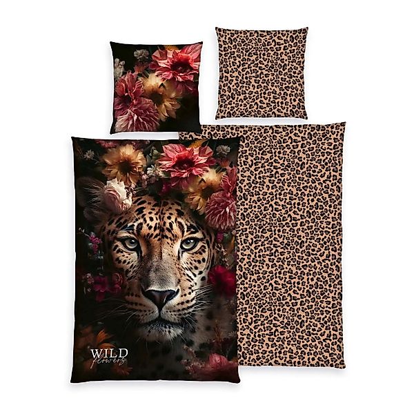 Bettwäsche Wild Flowers Leopard Animalprint 100% Baumwolle 135x200 günstig online kaufen