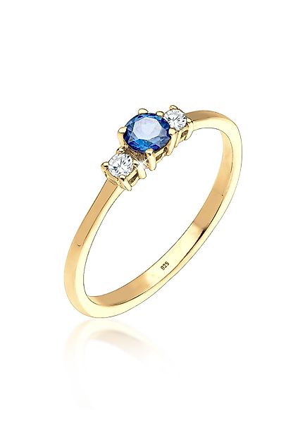 Elli Fingerring Verlobungsring Zirkonia Saphirblau 925 günstig online kaufen